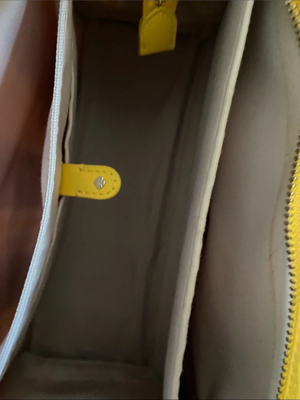 kate spade Yellow and Cream Striped Canvas Tote with Heart Charm